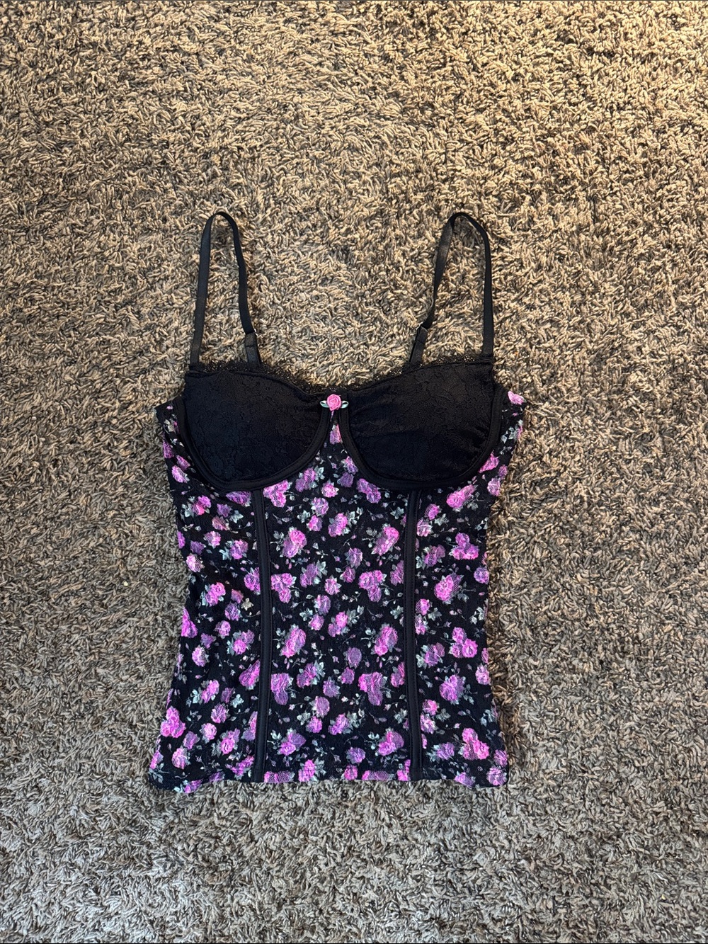 Betsey Johnson floral lace corset style top